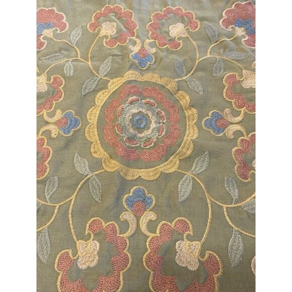 Harbor House Embroidered Pillow Sham 17"x17" Green Floral Boho Hippie Old World - Picture 4 of 16